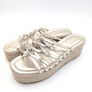 Nine West Cristy Strappy Open Toe Wedge Sandals Women's Gold Size US9 EU40